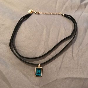 🖤💙 Black Choker w/ Turquoise Emerald Charm 💚🖤